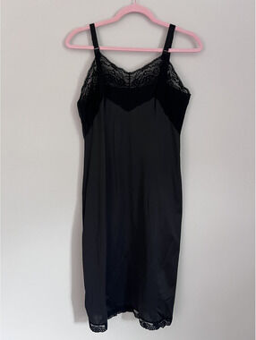 Vintage Wonder Maid Black Nylon Slip Dress | ILGWU Union Made,